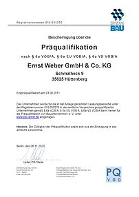 Präqualifikationsbescheinung